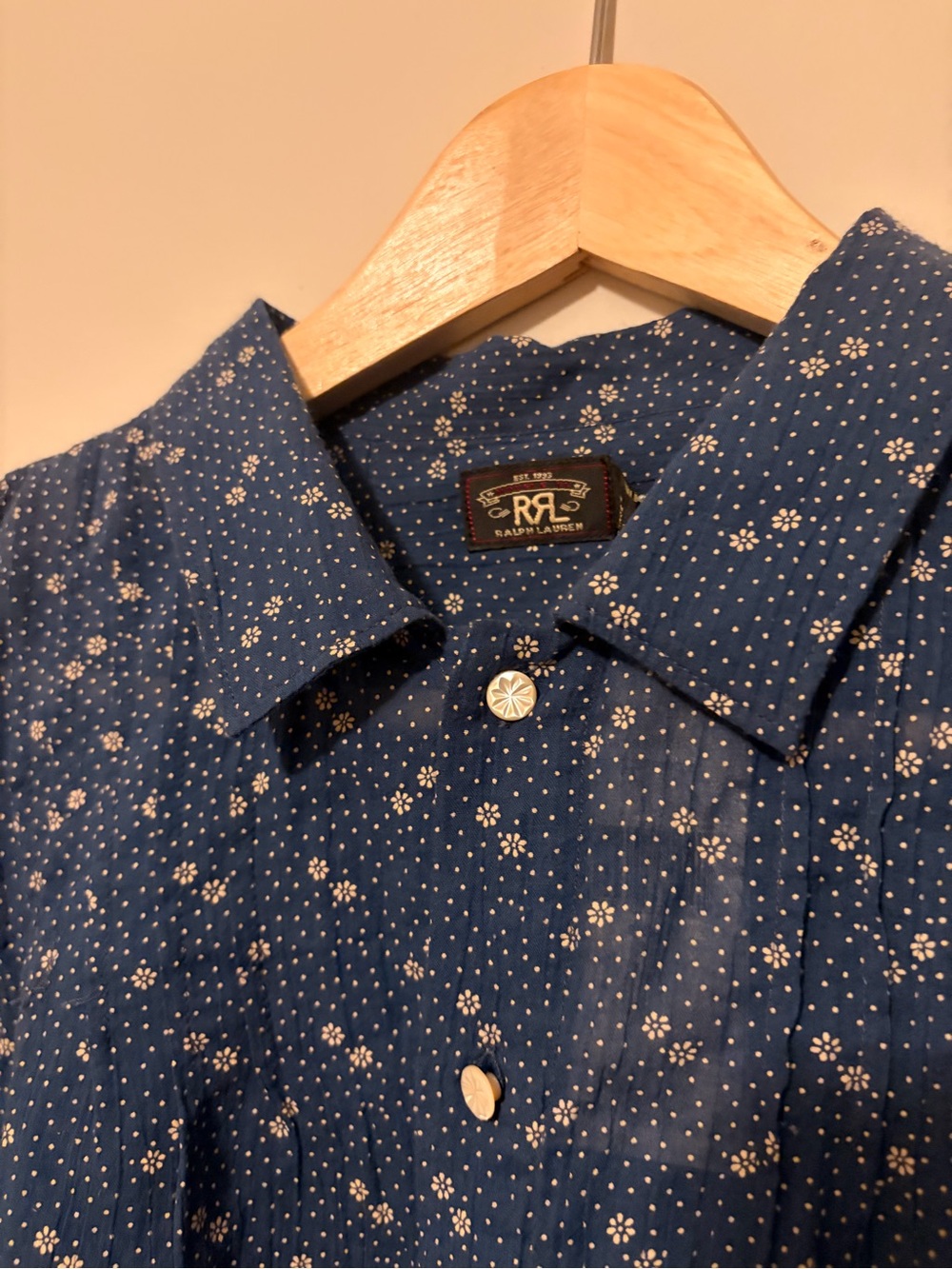 Ralph Lauren Double RL Navy Blue Micro Floral Button-Down Shirt